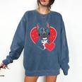 Valentine's Day Boston Terrier Comfort Colors Sweatshirt Denim