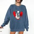 Valentine's Day Boston Terrier Dog Comfort Colors Sweatshirt Denim