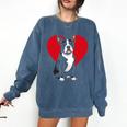 Valentine's Day Boston Terrier Lover Comfort Colors Sweatshirt Denim