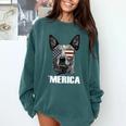4th July Blue Heeler Dog Merica Patriotic USA Flag Cute Comfort Colors Sweatshirt Blue Spruce