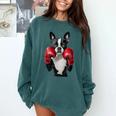 Boston Terrier Boxing Comfort Colors Sweatshirt Blue Spruce