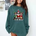 Boston Terrier Christmas Dogs Santa Reindeer Elf Comfort Colors Sweatshirt Blue Spruce