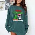 Boston Terrier Christmas Tree Lights Xmas Dog Lover Comfort Colors Sweatshirt Blue Spruce