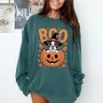 Boston Terrier Costume On Pumpkin Halloween Boston Terrier Comfort Colors Sweatshirt Blue Spruce