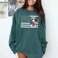 Boston Terrier Dog 4th Of July US American Flag Patriotic Comfort Colors Sweatshirt Blue Spruce