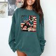Boston Terrier Dog 4th Of July USA American Flag Patriotic Comfort Colors Sweatshirt Blue Spruce