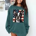 Boston Terrier Dog American Flag 4th Of July Patriotic Puppy Comfort Colors Sweatshirt Blue Spruce