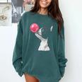 Boston Terrier Dog Blowing Chewing Bubble Gum Pink Comfort Colors Sweatshirt Blue Spruce