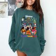 Boston Terrier Dog Christmas Happy Hallothankmas Halloween For Men Women Kids Comfort Colors Sweatshirt Blue Spruce