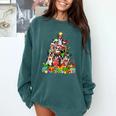 Boston Terrier Dog Christmas Tree Lights Xmas Pajama For Men Women Kids Comfort Colors Sweatshirt Blue Spruce