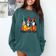 Boston Terrier Dog Lover Fall Ya'Ll Halloween Costume Men Women Comfort Colors Sweatshirt Blue Spruce