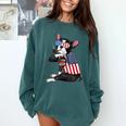 Boston Terrier Dog Merica 4th Of July Usa American Flag Men Comfort Colors Sweatshirt Blue Spruce