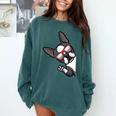 Boston Terrier Dog From Side Boston Bull Comfort Colors Sweatshirt Blue Spruce