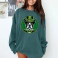 Boston Terrier Dog St Patricks Day Irish Pet Lover Men Women Kids Comfort Colors Sweatshirt Blue Spruce