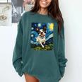 Boston Terrier Dog Starry Night Painting Comfort Colors Sweatshirt Blue Spruce