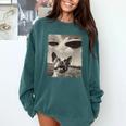 Boston Terrier Dog UFO Alien Extraterrestrial Selfie Comfort Colors Sweatshirt Blue Spruce
