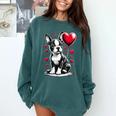 Boston Terrier Dog Valentine's Day Dog Owner Comfort Colors Sweatshirt Blue Spruce