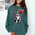 Boston Terrier Dog Valentine's Day Dog Owner Valentine Comfort Colors Sweatshirt Blue Spruce