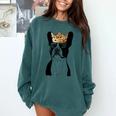 Boston Terrier Dog Wearing Crown For Men Women Girls Kids Comfort Colors Sweatshirt Blue Spruce