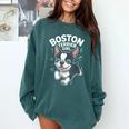 Boston Terrier Girl Cute Cartoon For Dog Owners Pet Terrier Comfort Colors Sweatshirt Blue Spruce