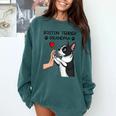 Boston Terrier Grandma Mother's Day Dog Mom Comfort Colors Sweatshirt Blue Spruce