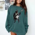 Boston Terrier Guitar Comfort Colors Sweatshirt Blue Spruce