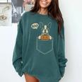 Boston Terrier Halloween Cute Bostie Dog Pocket Boo Comfort Colors Sweatshirt Blue Spruce