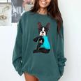 Boston Terrier I Love Mom Apparel Comfort Colors Sweatshirt Blue Spruce