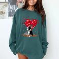 Boston Terrier Lover Heart Shape Boston Terrier Valentine Comfort Colors Sweatshirt Blue Spruce