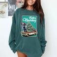 Boston Terrier Merry Christmas Tree Truck Dog X-Mas Comfort Colors Sweatshirt Blue Spruce