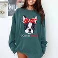 Boston Terrier Mom Bostie Women Girls Comfort Colors Sweatshirt Blue Spruce