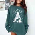 Boston Terrier Mom Dad Dog Alien UFO For Men Women Comfort Colors Sweatshirt Blue Spruce