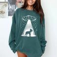 Boston Terrier Mom Dad Dog Alien UFO Comfort Colors Sweatshirt Blue Spruce