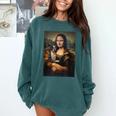 Boston Terrier Mona Lisa Painting Art Dog Mom Dad For Men Women Kids Comfort Colors Sweatshirt Blue Spruce
