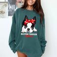 Boston Terrier Mum Dog Woman Idea Comfort Colors Sweatshirt Blue Spruce