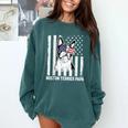 Boston Terrier Papa Cool Dog Lover USA American Flag Men Women Comfort Colors Sweatshirt Blue Spruce