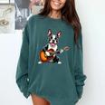 Boston Terrier Playing Guitar Boston Terrier Comfort Colors Sweatshirt Blue Spruce