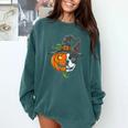 Boston Terrier Pumpkin Jack O Lantern Halloween Comfort Colors Sweatshirt Blue Spruce