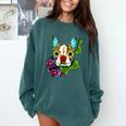 Boston Terrier In Red Day Of The Dead Sugar Skull Dog Comfort Colors Sweatshirt Blue Spruce