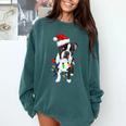 Boston Terrier Santa Christmas Lights Xmas Dog Lover Men Women Kids Comfort Colors Sweatshirt Blue Spruce