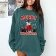 Boston Terrier Santa Claus Hat Merry Christmas Dog X-Mas Comfort Colors Sweatshirt Blue Spruce