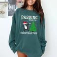 Boston Terrier Santa Hat Dabbing Around The Christmas Tree Comfort Colors Sweatshirt Blue Spruce