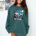 Boston Terrier Santa Starry Night Van Gogh Christmas Dog Men Women Kids Comfort Colors Sweatshirt Blue Spruce