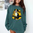 Boston Terrier s Mid-Century Modern Art s Street Grunge Comfort Colors Sweatshirt Blue Spruce