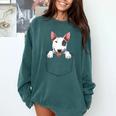 Bull Terrier Pocket Bull Terrier Peeking Out Pocket Comfort Colors Sweatshirt Blue Spruce