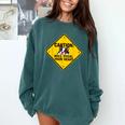 Caution Sign Boston Terrier Dog Bostie Puppy Comfort Colors Sweatshirt Blue Spruce