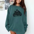 Cool Boston Terrier Riding a Motorcycle Biker Dog Lover For Men Women Kids Comfort Colors Sweatshirt Blue Spruce