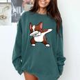 Dabbing Red Boston Terrier Dab Dance Dog Men Women Kids Comfort Colors Sweatshirt Blue Spruce