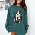 Dog Lovers Boston Terrier In Pocket Dog Face For Men Women Kids Comfort Colors Sweatshirt Blue Spruce