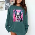 Dog Pink Boston Terrier Comfort Colors Sweatshirt Blue Spruce